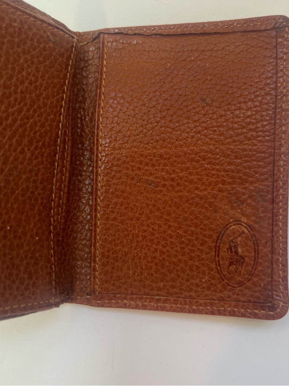 Polo by Ralph Lauren Chestnut Brown Pebbled Leather Bifold Wallet